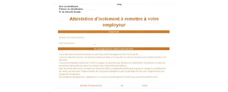 PRISE EN CHARGE ARRETS COVID