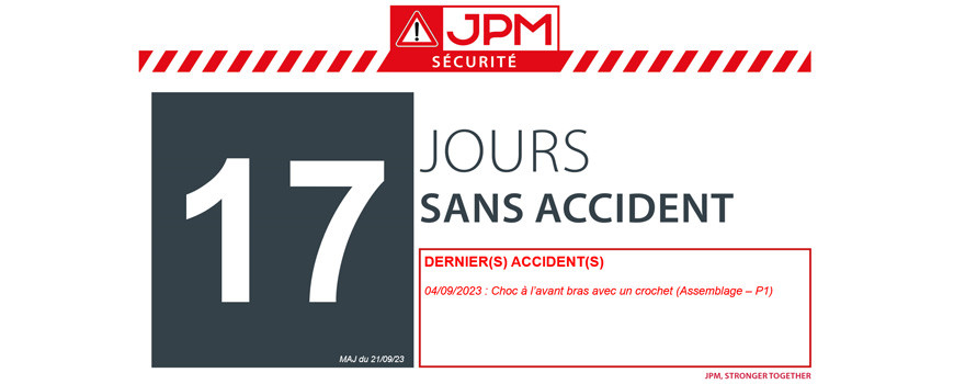 JOURS SANS ACCIDENT