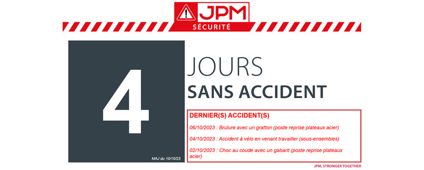 JOURS SANS ACCIDENT